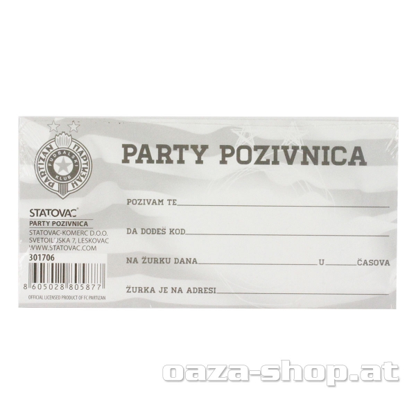 Party pozivnice PFC "10/1" model 1